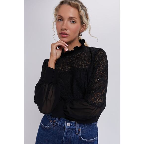 TUCKERNUCK Black Lace Rosalee Blouse Size L NWT Retail $128 Tuckernuck - Picture 1 of 8